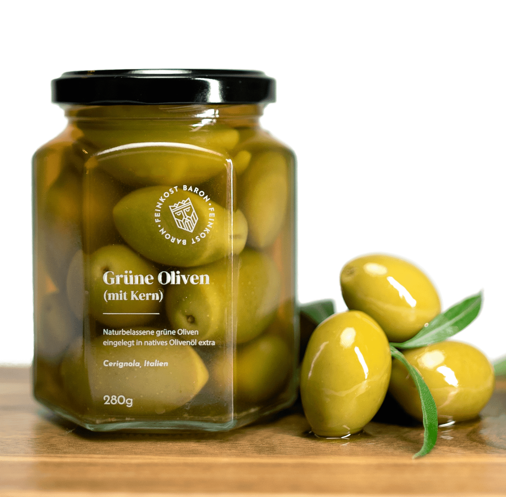 Grüne Oliven (mit Kern) – Feinkost-Schmiede GmbH